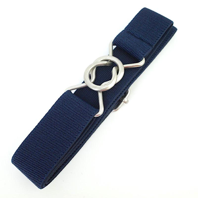 Cintura in Pelle Elastica Regolabile per Bambini con Tessuto Twill e Fibbia Sportiva a Forma di 8