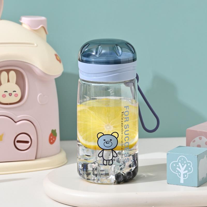 Water bottle plastic cup large capacity female student Korean cute water cup high value easy cup with scale anti-drop cup