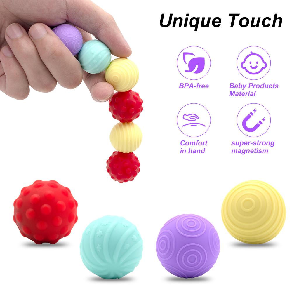 4PCS/Set Magnetic Balls Fidget Toy Antistress Anxiety Stress Relief Sensory Toy Magnet Ball for Adult Kids Autism ADHD Gifts