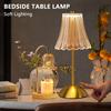 Cordless Table Lamp Dimmable Crystal Table Lamp 3 Colors LED Gold Lamp Portable Lamp Vintage  Rechargeable Touch Lamp for Room
