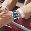 POEDAGAR Luxury Man Watch Electronic Square LED Alarm Chronograph Men's Watches Week Date Dual Time Display Men Quartz Clock