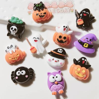 10 ks Nové Mini Roztomilé Kreslené Halloweenská Kolekce Plochá Zadní Strana Pryskyřičné Kabošony Scrapbooking DIY Šperky Řemeslné Dekorace Příslušenství