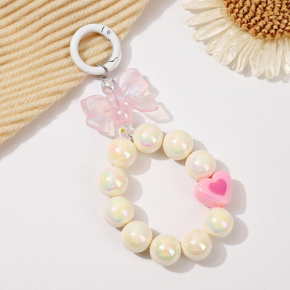 Anti-lost Candy Color Beads Keychain Colorful Phone Wrist Strap Phone Acrylic Lanyard  Phone Charm
