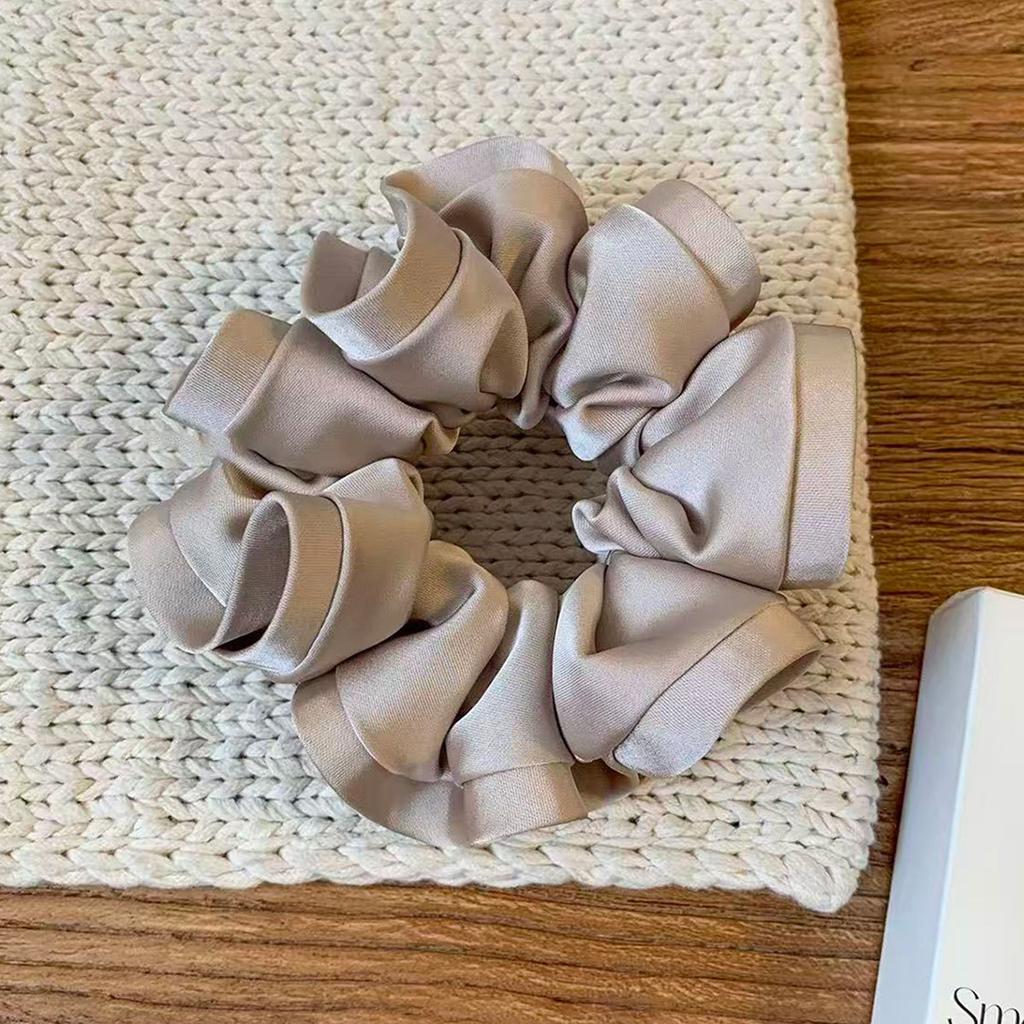 Simple French Large Intestine Ring Exquisite Satin Black Fungus Edge Hair Ring Hair Rope