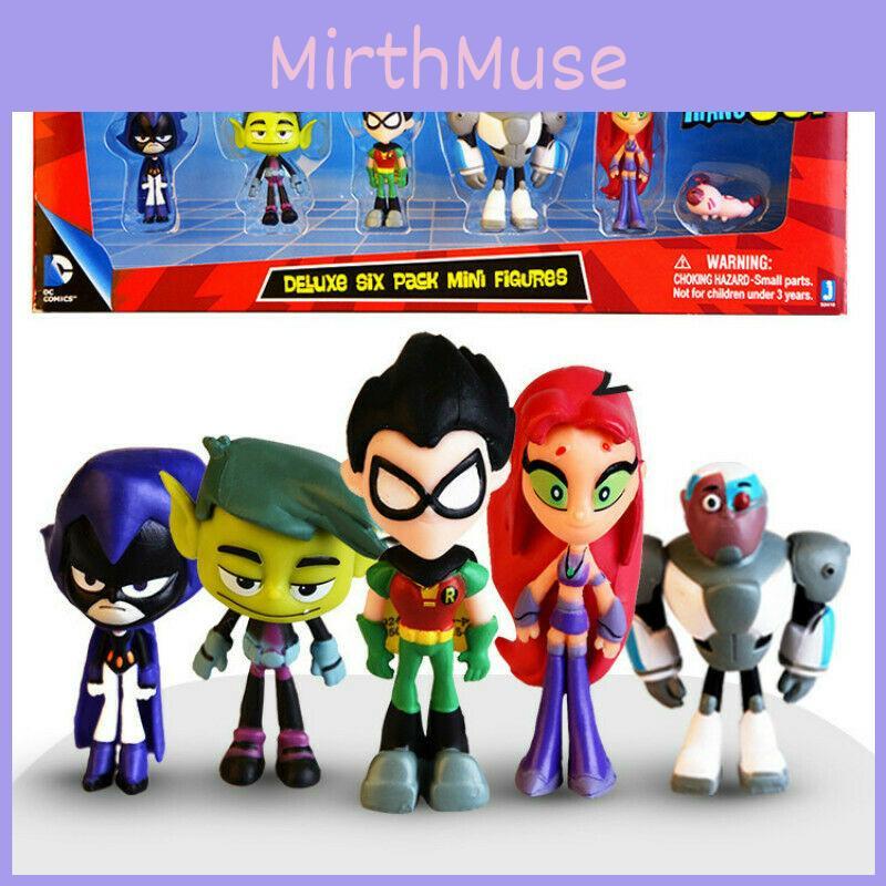 Vibrant Teen Titans Go Figure Set Featuring Robin Raven Beast Boy Starfire Collectibles