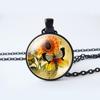 Collana con ciondolo cabochon in vetro a forma di fiore, gioielli con loto, pesca, rosa, girasole, tulipano