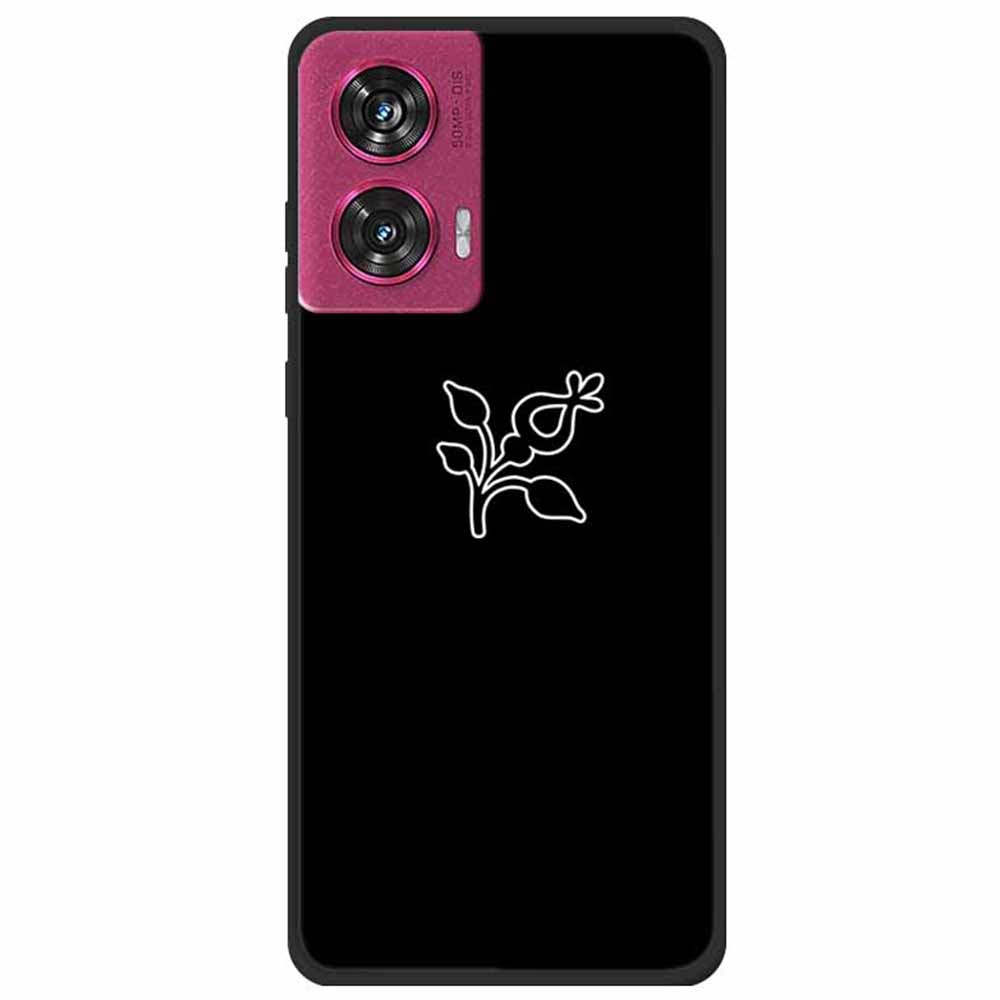 

For Motorola Edge 50 Fusion 5G Case Linear Pattern TPU Black Phone Cover Flower