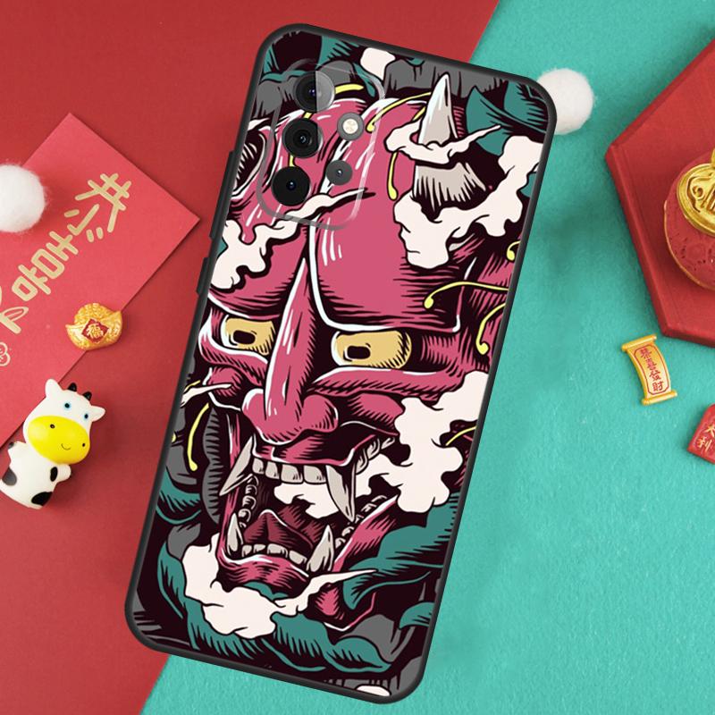 Japanese Hannya Oni Mask Case For Samsung Galaxy A16 A26 A36 A56 A15 A35 A55 A14 A34 A54 A12 A32 A52 A13 A33 A53 A17