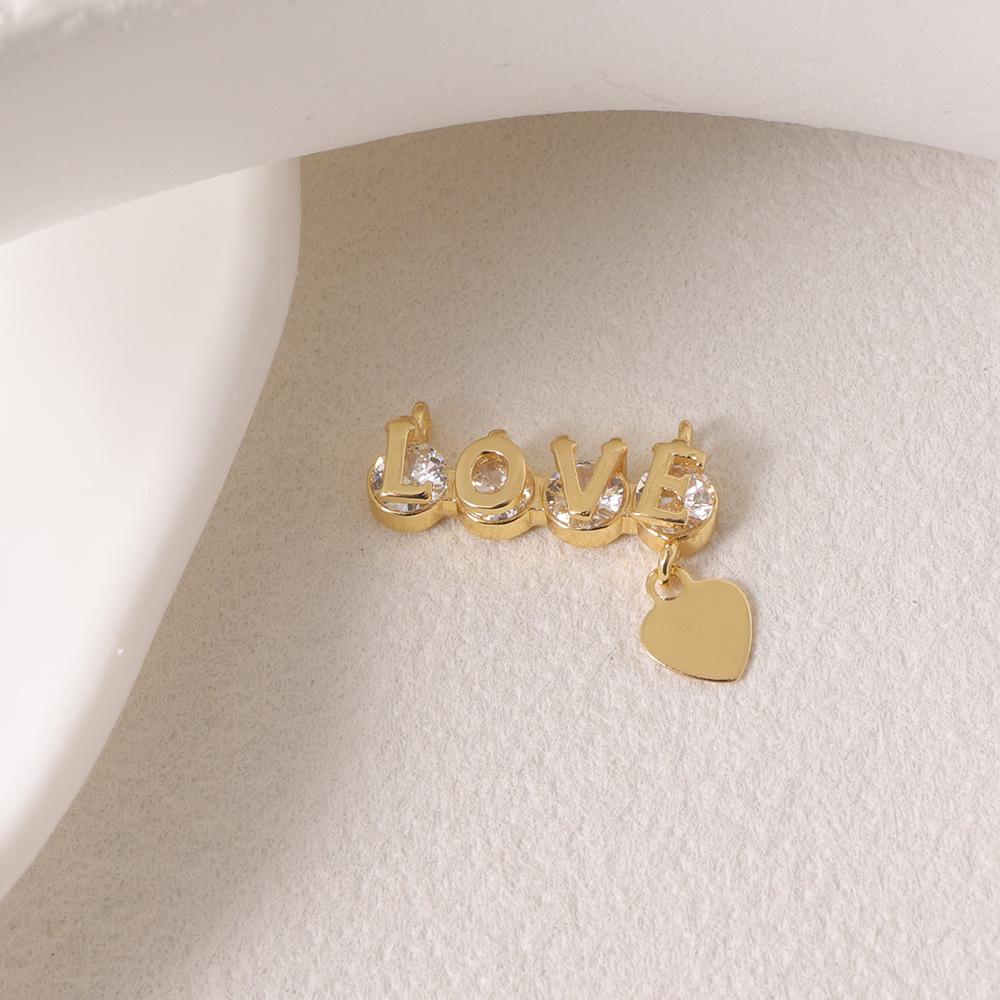 18-каратное золото Кулон-сердце LOVE Ожерелье/Браслет DIY Украшения