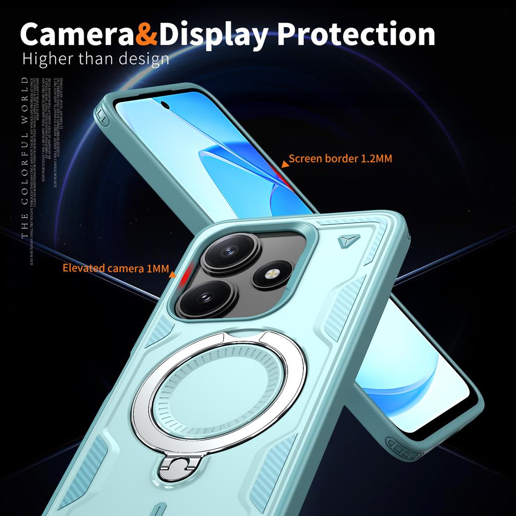 For Xiaomi Poco M6 Pro 5G/Redmi 12 5G (Global) Case Compatible with MagSafe Military Protection PC+TPU Kickstand Phone Cover
