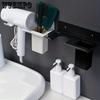 Wall Mounted Hair Dryer Holder Bathroom Shelves Shaver Hair Dryer Stand with Storage Box Toilet Organizers