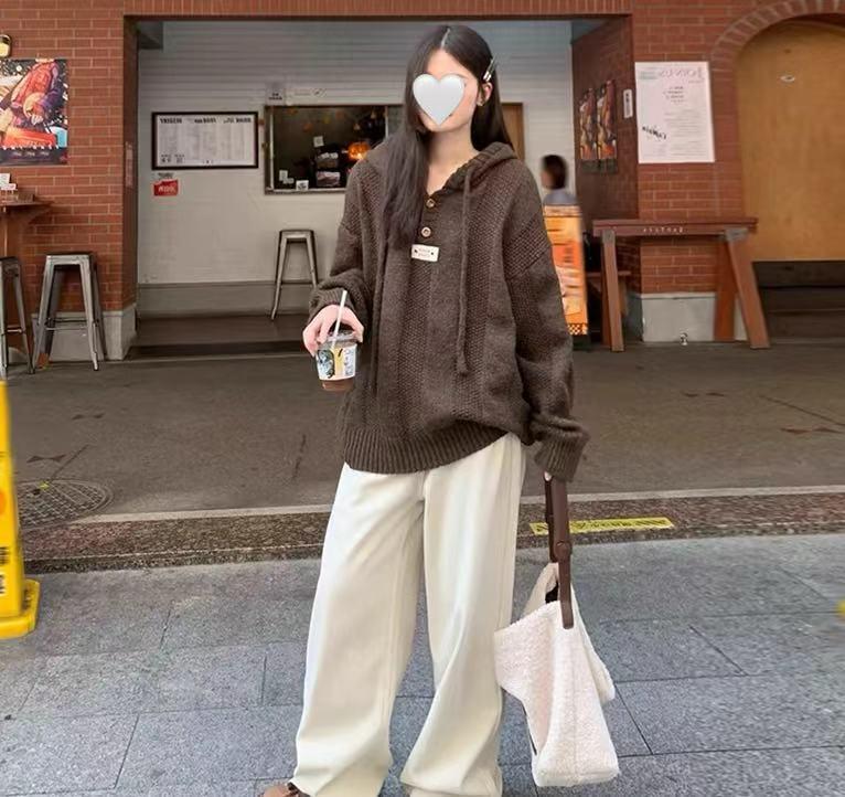 Cozy Loose Hooded Sweater - Korean Style Autumn/Winter Knit Top