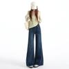No legs slightly pulled jeans women's spring new high waist loose wide legs thin versatile horn pants