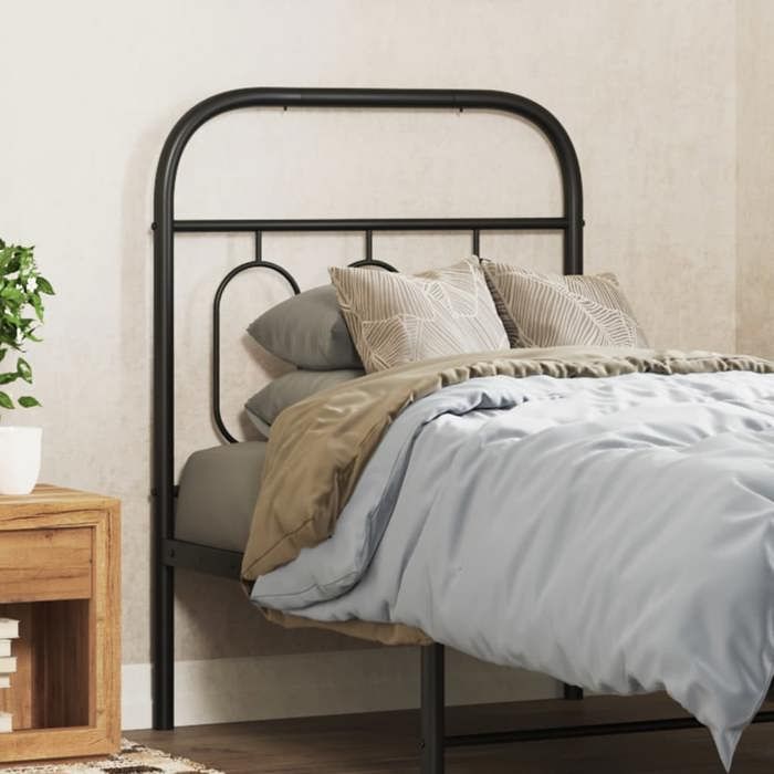 VidaXL Tête de lit métal noir 75 cm, tête de lit en métal, tête de lit noire,, tête de lit pour lit simple 377143