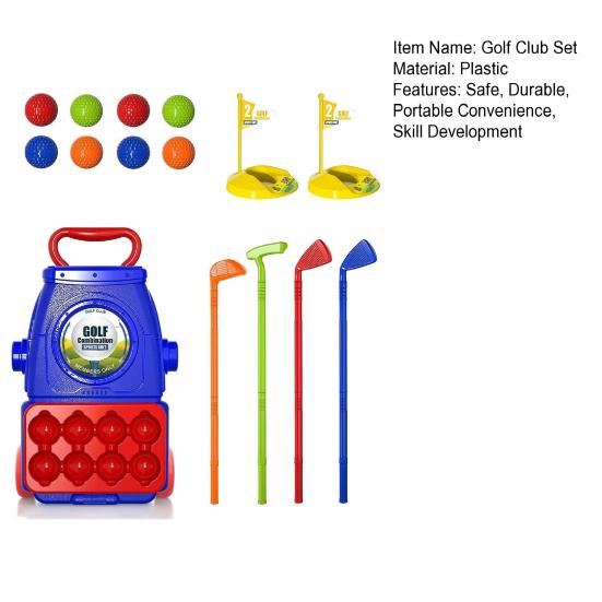 Kids Golf Club Set with Drawbar Cart Plastic Golf Set for Boys Girls