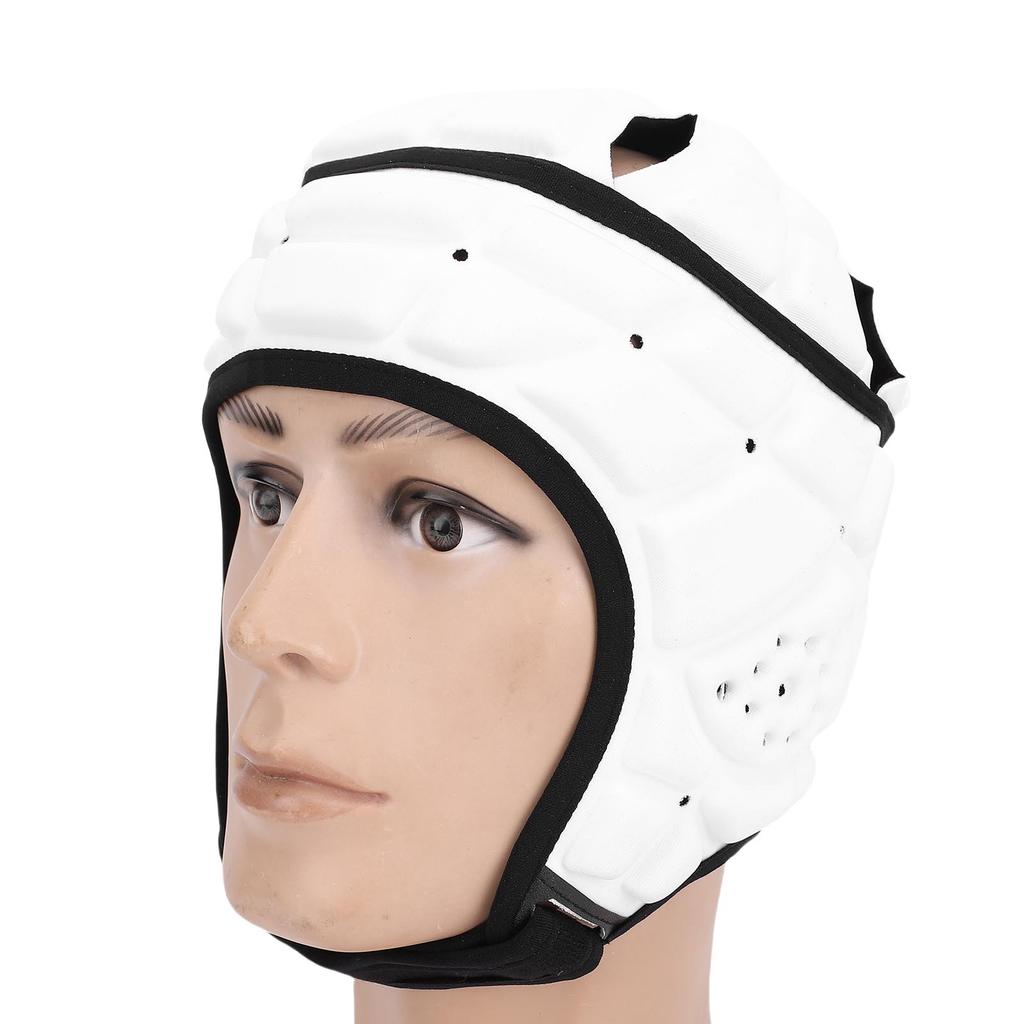 Rugby Padded Headgear for Youth EVA Sponge Adjustable Soft Shell Flag Football Helmet Headguard for Soccer Sports White
