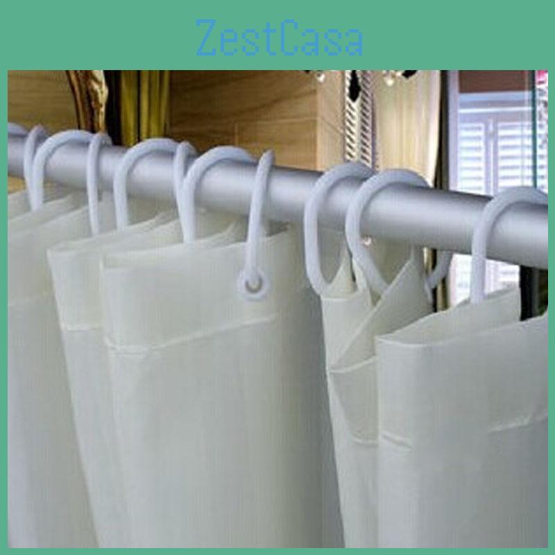 Striped Polyester Shower Curtain With Punched Grommets And Seam Construction For Hotel Use