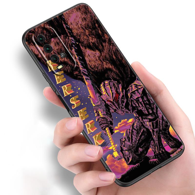 Anime Berserk Guts Silicone Phone Case For Xiaomi Redmi Note 11 10 9 8 Pro 11T 10T 10S 9S 8T 9 9A 9C 9T Black Cover Coque Funda