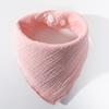 Solid Color Four-Layer Gauze Baby Bib Triangle Scarf with Snap Closure