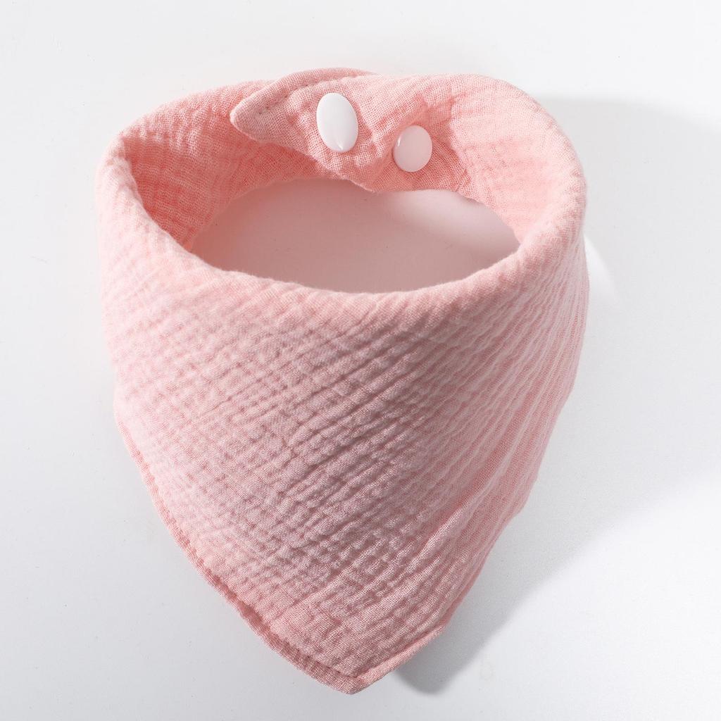 Solid Color Four-Layer Gauze Baby Bib Triangle Scarf with Snap Closure
