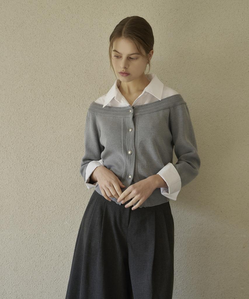 Eima Off-Shoulder Layered Knit_Gray