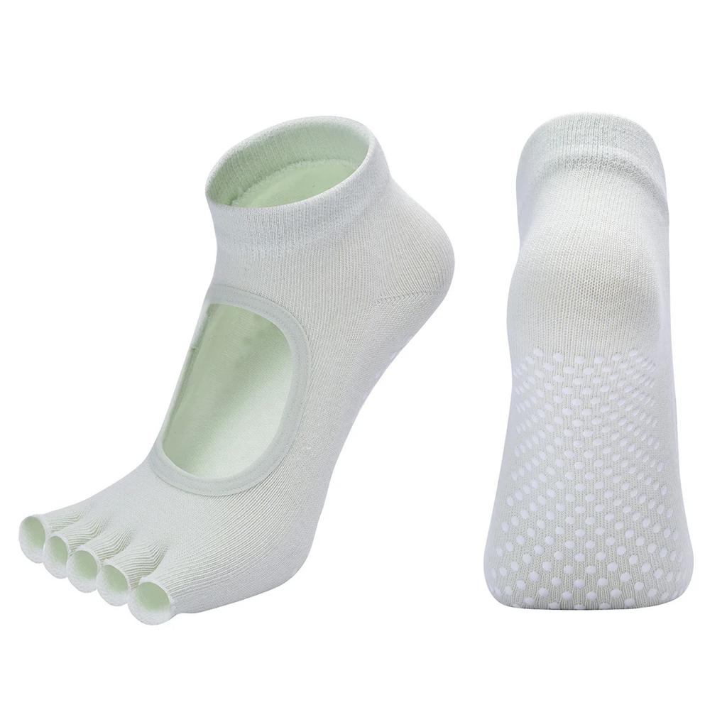 Women Cotton Yoga Backless Five Toe Socks Breathable Anti-Slip Silicone Sport Pilates Socks Gym Fitness Ballet Slippers Dance