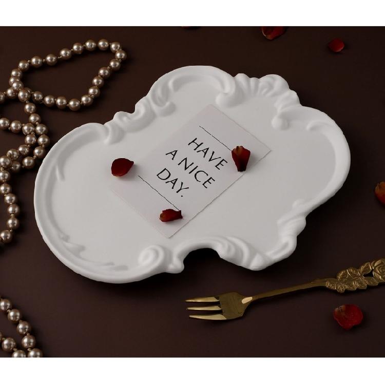 DIY Crystal Droplet Gypsum Cement Mold European Style Lace Relief Storage Tray Resin Mould Mirror Surface Silicone Molds