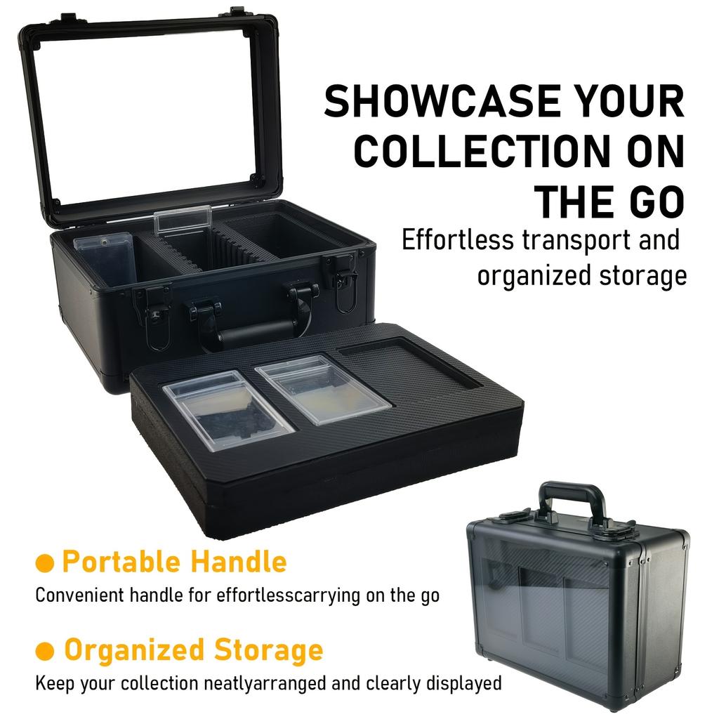 3-Row Card Storage Box Case with Transparent Cover for PSA Graded Slabs - Sports Card Holder Organizer for Trading Cards