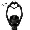 Funky Home Accent Piece Heart-Matching Skull Ornament 3D Printed Skeleton Statue Gothic Novelty Bone Texture Statue Compact Size Sculpture