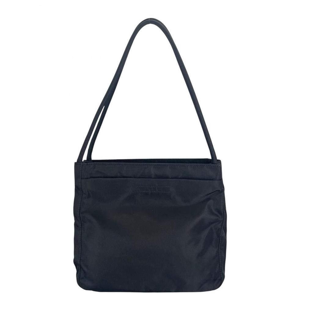 Prada Triangular Logo Handbag Black Women Used