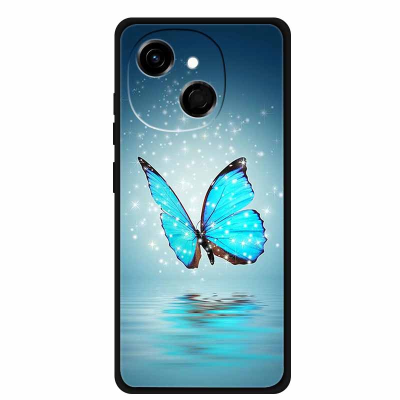 For Tecno Spark 40C Case Soft Black TPU Silicone Back Shockproof Cover for Tecno Spark40C 40 C Case Pop 10 Pro Butterfly Funda