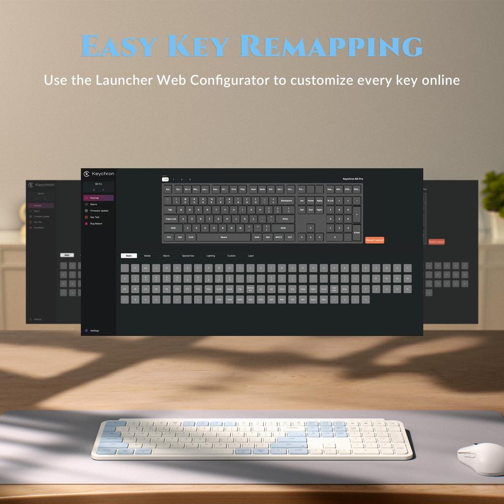 Keychron B6 Pro Wireless with Numeric ZMK Scissor Long Compatible with and Linux US Ultra-Slim Keyboard, Full-Size Keypad, Customization, Switches,