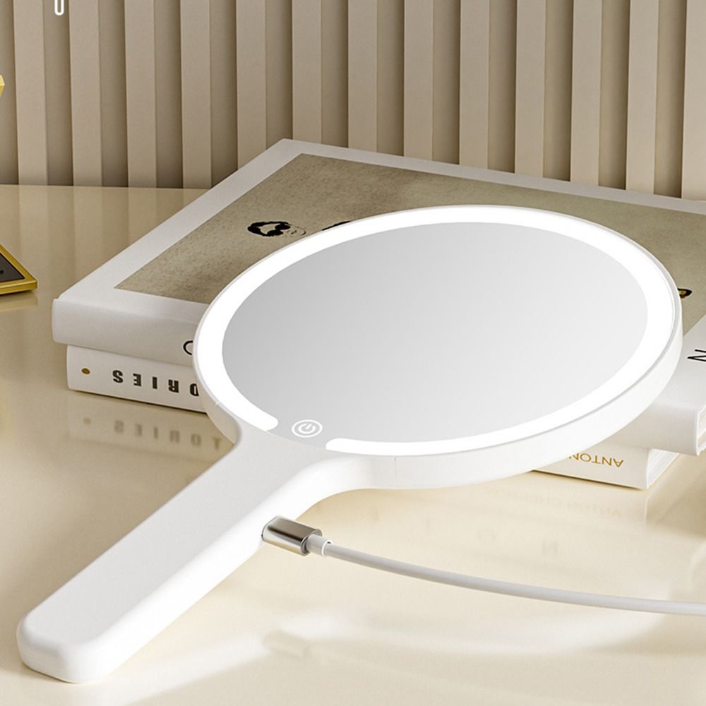 Square/Round Lighted Hand Mirror Hand-held Cosmetic Mirror Durable LED Makeup Mirror  Pocket