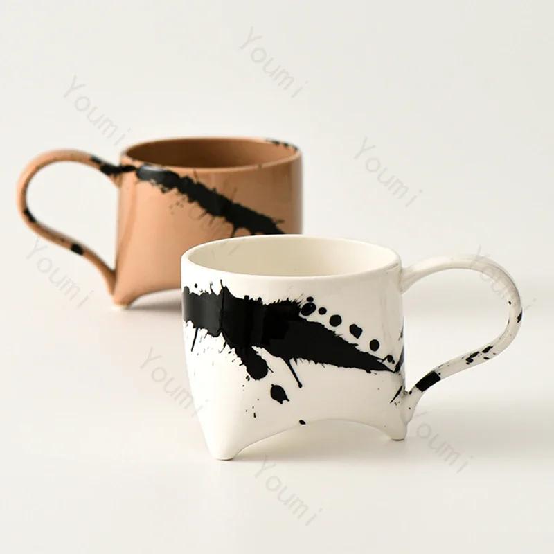 Tasses à café en céramique rétro à la mode Tasse à lait créative pour petit-déjeuner et flocons d'avoine Exquise tasse à eau décontractée pour bureau Mugs à yaourt