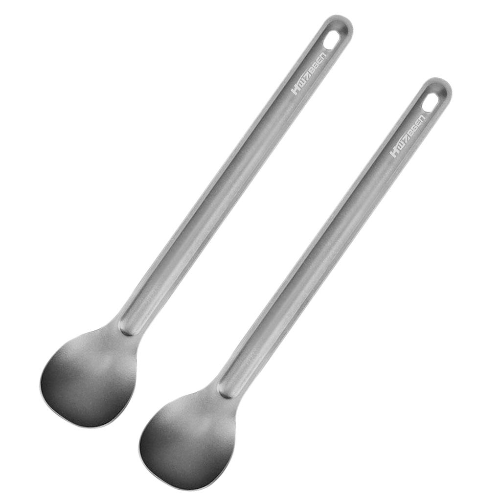 2 szt. Ti Długi Uchwyt Sztućce Łyżka i Spork Zestaw na Kemping na Zewnątrz Wędrówki Piknik