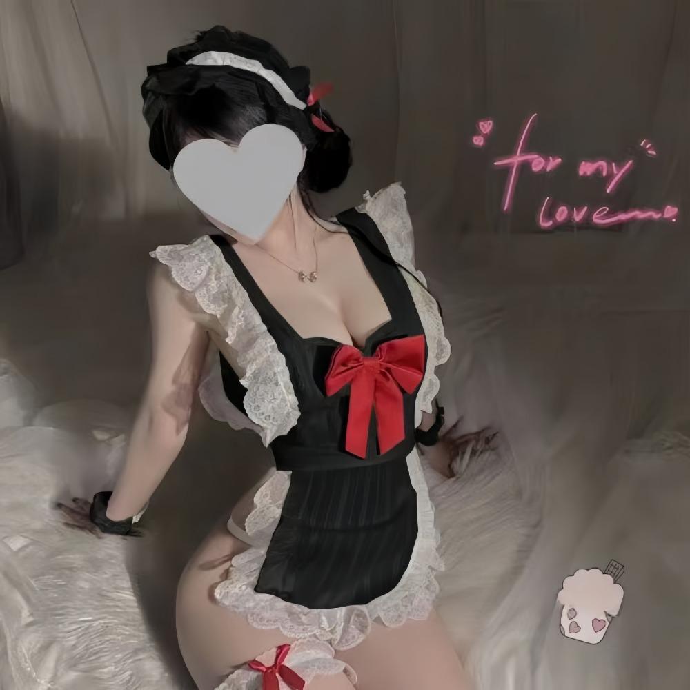 Man Want Bow Pure Want Maid Naked Back Apron Set Free Uniform Sex Underwear Small Breast Pajamas Women 9289