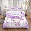 3pcs Cakes Kuromi's Sweet Celebration Printed Quilt Set - Includes 1 Quilt Cover and 2 Pillowcases, Machine Washable - Suitable for All Seasons.H