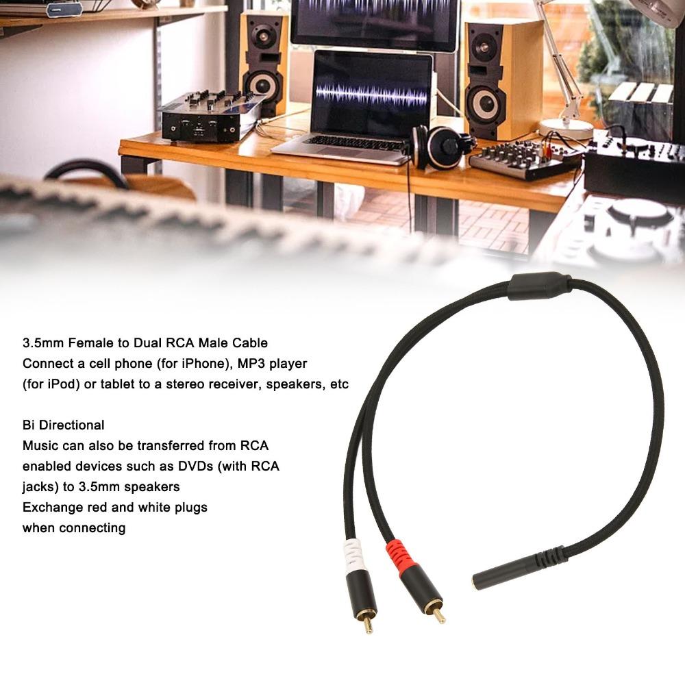 Flexible Stereo 3.5mm to 2RCA Cable Plug and Play Bidirectional Sound Y Splitter Cord  For Speakers