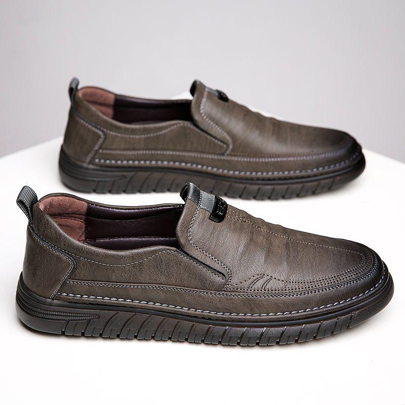 Men's Genuine Leather Casual Business Shoes - Versatile Cowhide with Soft Non-Slip Sole