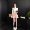 Sweet Spice Girl Casual Off-Shoulder Long Sleeve T-Shirt Women's Summer Slim-Fit Short Slash Shoulder Top Bottom Shirt