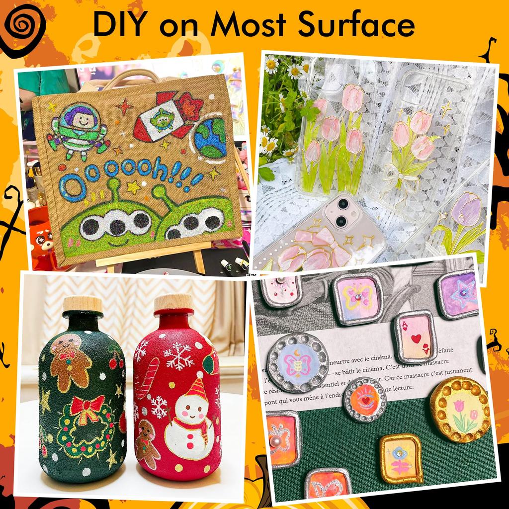 Shuttle Art Acrylic Metallic Color Brush and Fine Tip Twin Pen 28 Sparkling Glitter Acrylic Paint for Writing on and Handmade Art Gift Markers, Pens,