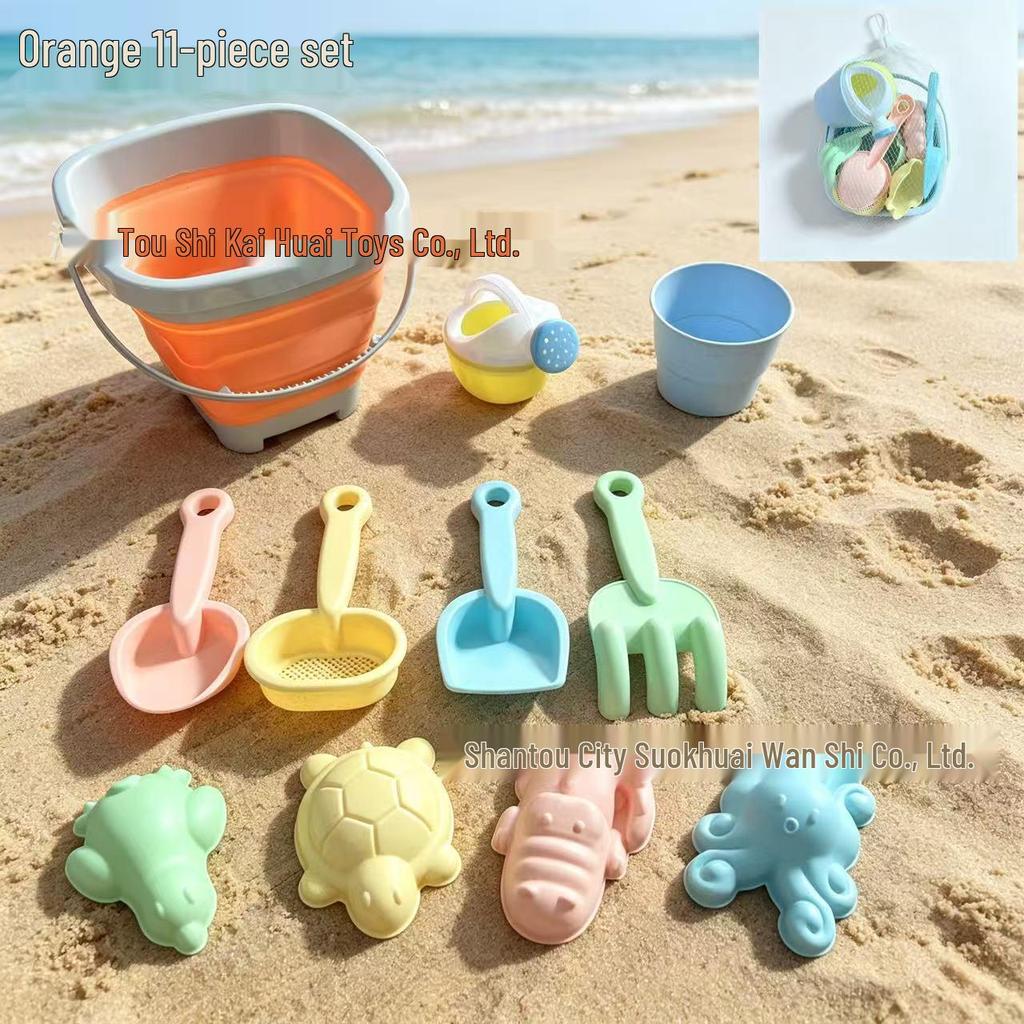 Children's Foldable Beach Toy Set: Bucket, Shovel, Sand Timer, and Digging Tools for Sand and Water Play