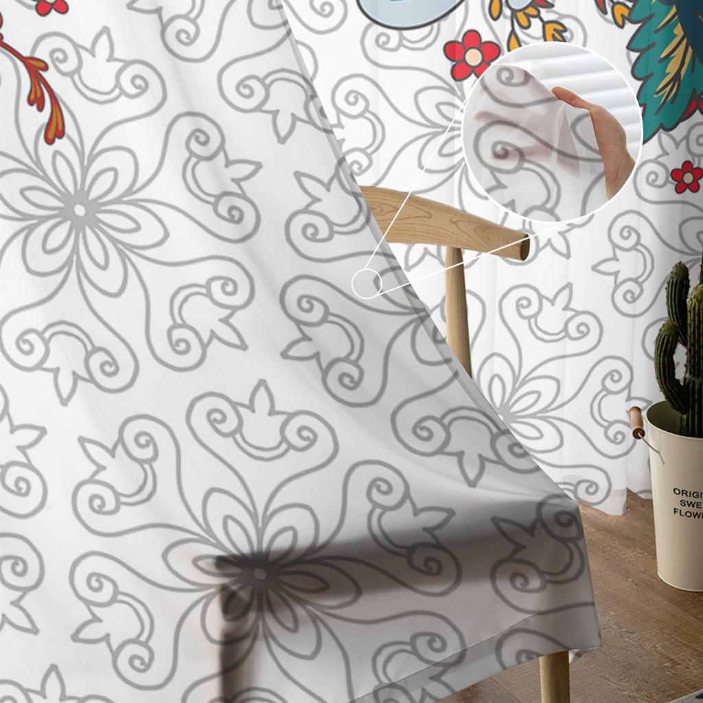 Bohemian Abstract Style Floral Plants Bedroom Curtains Tulle Sheer Curtain Living Room Home Decor Voile Drapes