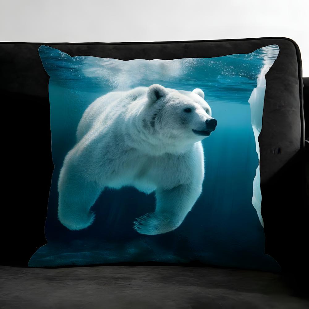 Polar Bear Cute Cushion Cover Pillowcase Ultra Soft Skin Friendly Fabric Cloud Like Comfort & Concealed Zipper