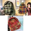 New Korean Style Plush Color Block Grid Contrast Shoulder Bag Large Capacity Student Backpack Travel Men And Women Bag