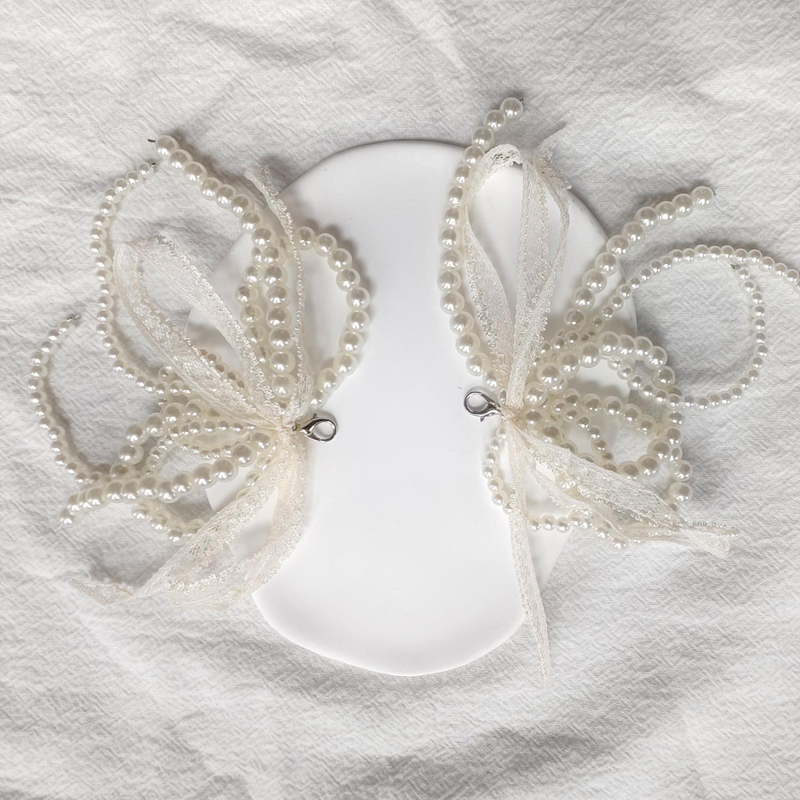 Жемчужный бант пряжка для обуви украшение милые кружевные банты брелок для ключей — фото 6