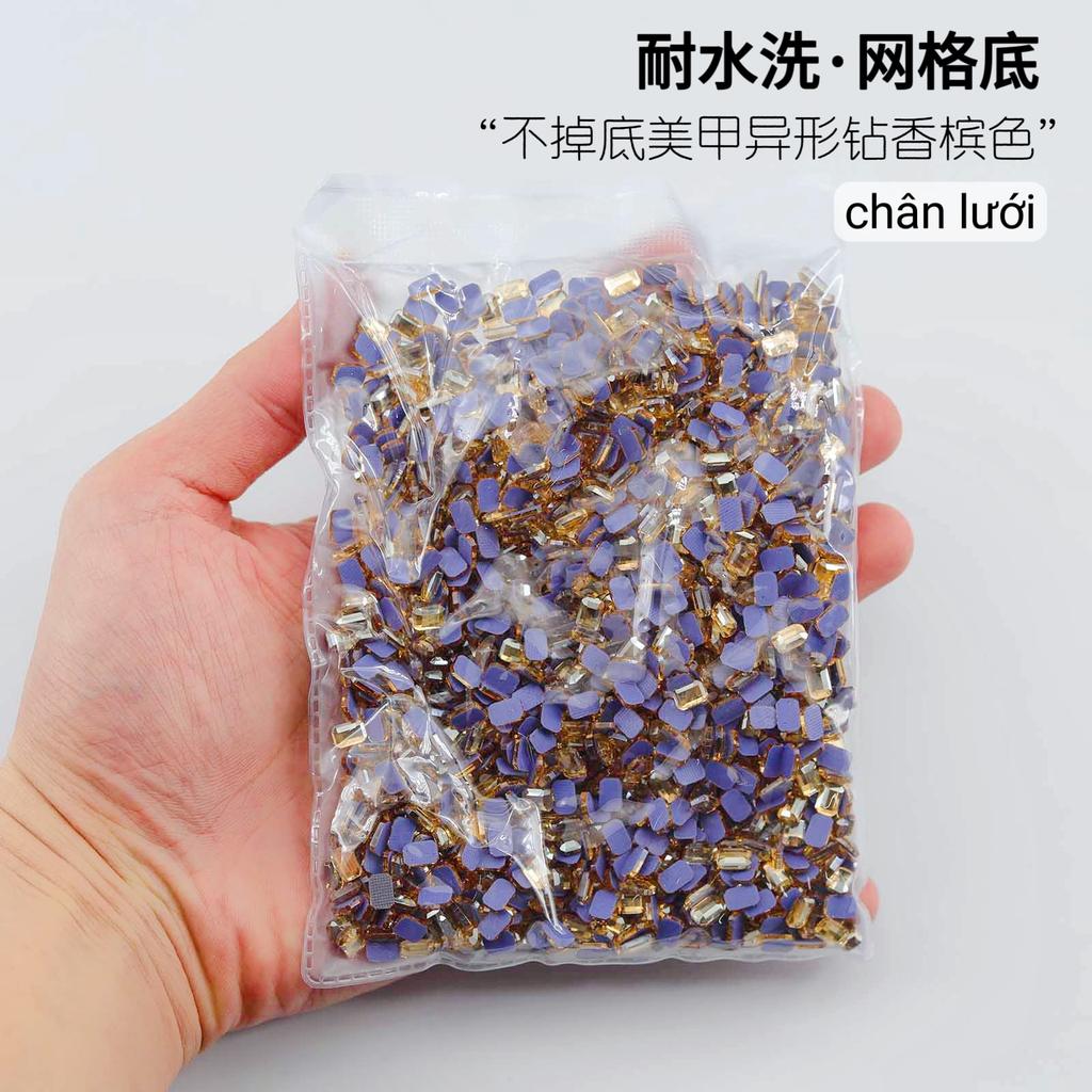Mesh Bottom Nail Art Diamond, Champagne Special-Shaped Diamond, Small Size, No Bottom Nail Drill, Washable Flat Bottom Special-Shaped Whole Batch