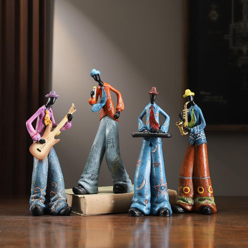 Xianci Retro Band Figure Ornament for Home and Living Room Decor, Perfect for Wine Cabinet, Bookcase, or Electronic Organ Display.