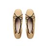 Advanced Sheepskin Version~ Grape Mother Same Gentle Bow Square Head Shallow Mouth Flat Bottom Soft Sole Ballet Single Shoe Women