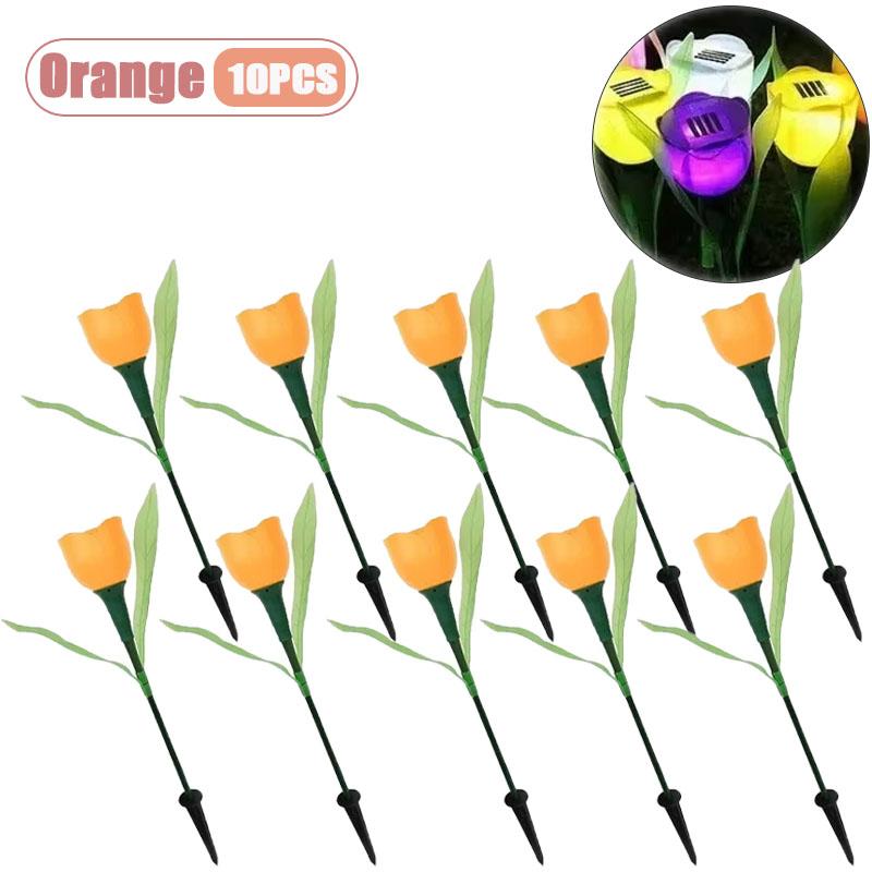 1-10PCS Solar Tulip Light Auto on At Dusk Waterproof Outdoor Garden Patio Decorative Night Lamp for Landscape Pathway Lawn